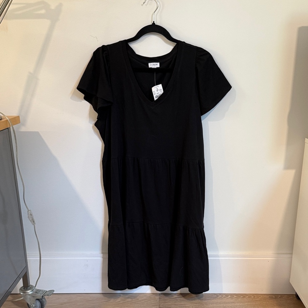 J. Crew Factory Black V-Neck Midi Dress NWT